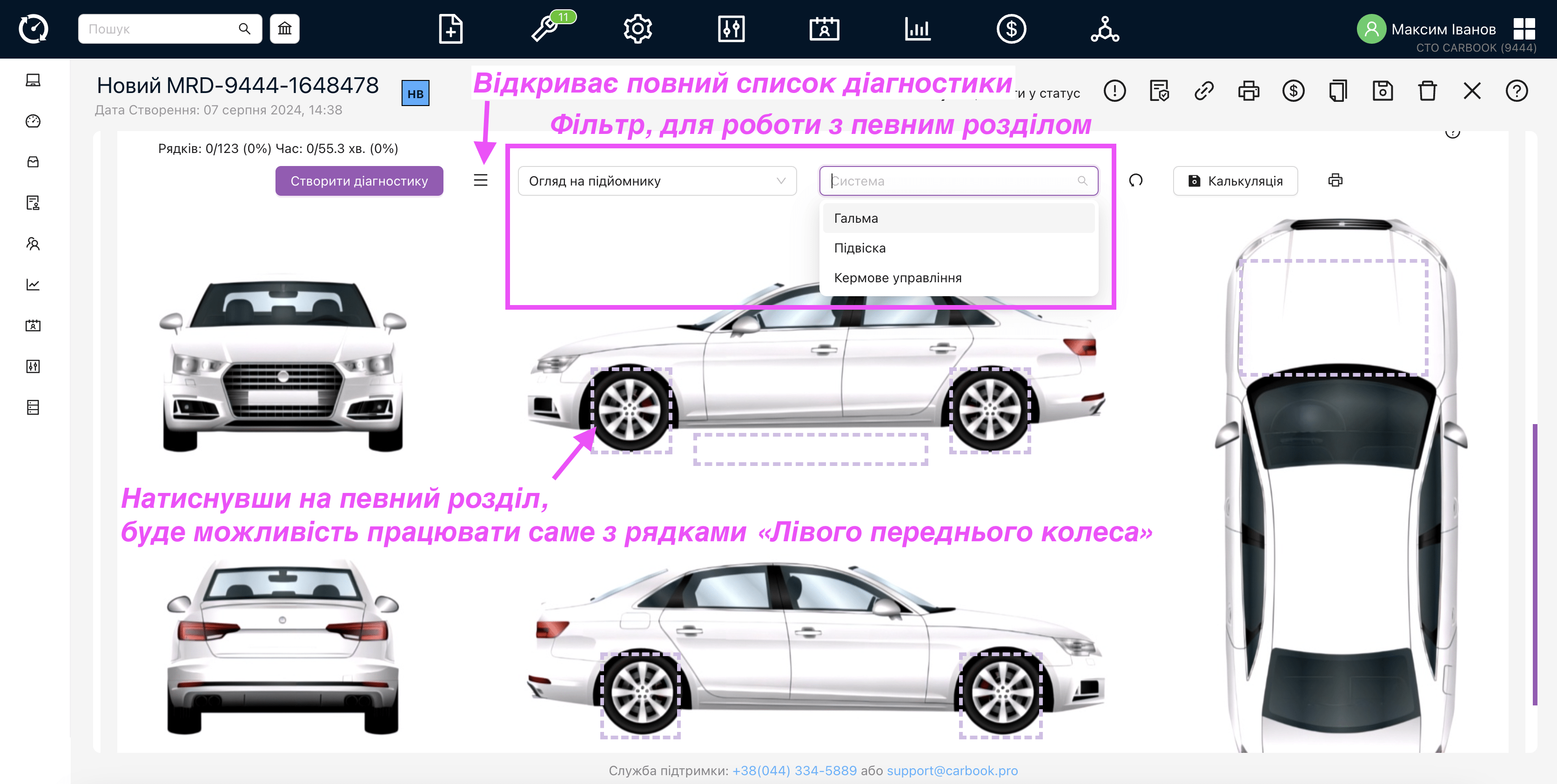 Проведення діагностики, по крокам